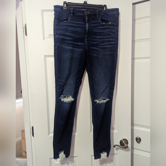 American Eagle Outfitters Denim - AE Destructed Hem Super High Rise Stretch Jegging